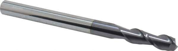 Accupro - 1/2", 1-1/2" LOC, 1/2" Shank Diam, 6" OAL, 2 Flute, Solid Carbide Square End Mill - Single End, AlTiN Finish, Spiral Flute, 40° Helix, Centercutting, Right Hand Cut, Right Hand Flute - USA Tool & Supply