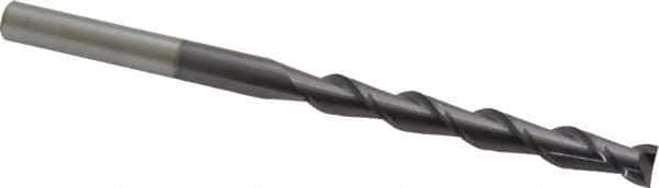 Accupro - 3/8", 3" LOC, 3/8" Shank Diam, 6" OAL, 2 Flute, Solid Carbide Square End Mill - Single End, AlTiN Finish, Spiral Flute, 40° Helix, Centercutting, Right Hand Cut, Right Hand Flute - USA Tool & Supply