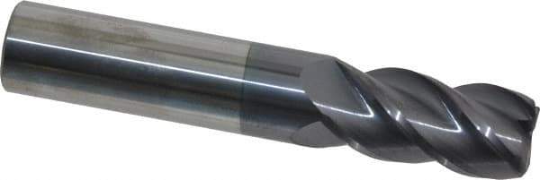 Accupro - 5/8", 4 Flute, Single End, Solid Carbide, 0.06" Corner Radius End Mill - 3-1/2" OAL, 40° Helix, Right Hand Flute, 1-1/4" LOC, Right Hand Cut - USA Tool & Supply