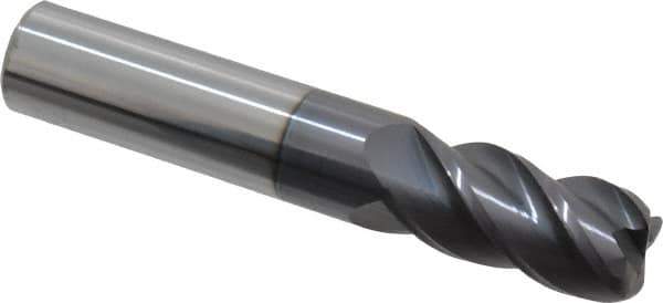 Accupro - 5/8", 4 Flute, Single End, Solid Carbide, 0.09" Corner Radius End Mill - 3-1/2" OAL, 40° Helix, Right Hand Flute, 1-1/4" LOC, Right Hand Cut - USA Tool & Supply
