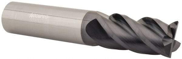 Accupro - 3/4", 4 Flute, Single End, Solid Carbide, 0.015" Corner Radius End Mill - 4" OAL, 40° Helix, Right Hand Flute, 1-1/2" LOC, Right Hand Cut - USA Tool & Supply