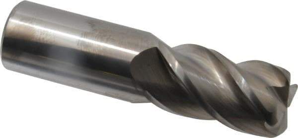 Accupro - 1", 4 Flute, Single End, Solid Carbide, 1/8" Corner Radius End Mill - 4" OAL, 40° Helix, Right Hand Flute, 1-3/4" LOC, Right Hand Cut - USA Tool & Supply