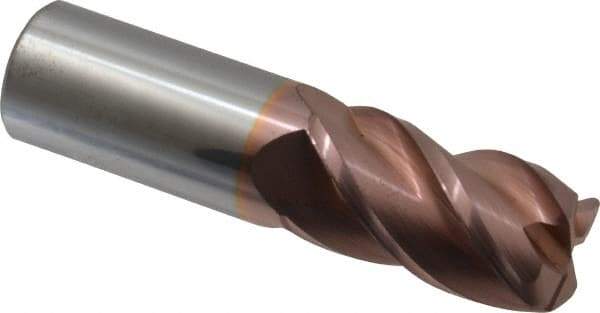 Accupro - 1", 4 Flute, Single End, Solid Carbide, 1/8" Corner Radius End Mill - 4" OAL, 40° Helix, Right Hand Flute, 1-3/4" LOC, Right Hand Cut - USA Tool & Supply
