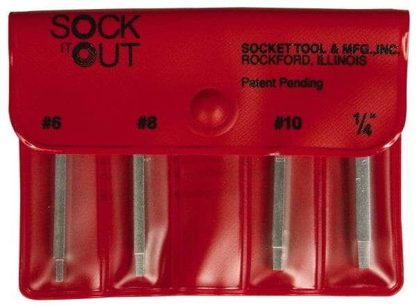 Sock It Out - 4 Piece Button Head Cap Screw Extractor Set - Screw Range #6 to 1/4" - USA Tool & Supply