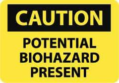 NMC - "Caution - Potential Biohazard Present", 10" Long x 14" Wide, Rigid Plastic Safety Sign - Rectangle, 0.05" Thick, Use for Hazardous Materials - USA Tool & Supply