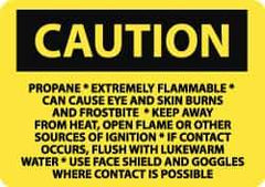 NMC - "Caution - Propane - Extremely Flammable - Can Cause Eye and Skin Burns and Frostbite", 10" Long x 14" Wide, Rigid Plastic Safety Sign - Rectangle, 0.05" Thick, Use for Accident Prevention - USA Tool & Supply