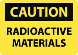 NMC - "Caution - Radioactive Materials", 10" Long x 14" Wide, Pressure-Sensitive Vinyl Safety Sign - Rectangle, 0.004" Thick, Use for Accident Prevention - USA Tool & Supply