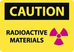 NMC - "Caution - Radioactive Materials", 10" Long x 14" Wide, Pressure-Sensitive Vinyl Safety Sign - Rectangle, 0.004" Thick, Use for Accident Prevention - USA Tool & Supply