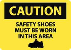 NMC - "Caution - Safety Shoes Must Be Worn in This Area", 10" Long x 14" Wide, Aluminum Safety Sign - Rectangle, 0.04" Thick, Use for Accident Prevention - USA Tool & Supply