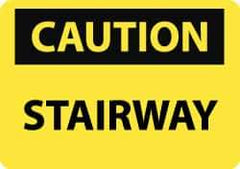 NMC - "Caution - Stairway", 10" Long x 14" Wide, Aluminum Safety Sign - Rectangle, 0.04" Thick, Use for Accident Prevention - USA Tool & Supply