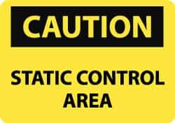 NMC - "Caution - Static Control Area", 10" Long x 14" Wide, Aluminum Safety Sign - Rectangle, 0.04" Thick, Use for Security & Admittance - USA Tool & Supply