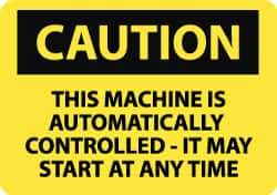 NMC - "Caution - This Machine Runs by Remote Control", 10" Long x 14" Wide, Pressure-Sensitive Vinyl Safety Sign - Rectangle, 0.004" Thick, Use for Accident Prevention - USA Tool & Supply