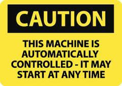 NMC - "Caution - This Machine Runs by Remote Control", 10" Long x 14" Wide, Rigid Plastic Safety Sign - Rectangle, 0.05" Thick, Use for Accident Prevention - USA Tool & Supply