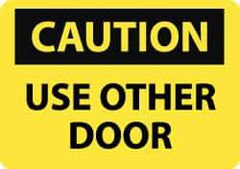 NMC - Caution - Use Other Door, Aluminum Fire and Exit Sign - 14" Wide x 10" High - USA Tool & Supply