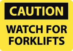 NMC - "Caution - Watch for Forklifts", 10" Long x 14" Wide, Aluminum Safety Sign - Rectangle, 0.04" Thick, Use for Accident Prevention - USA Tool & Supply