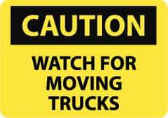 NMC - "Caution - Watch for Moving Trucks", 10" Long x 14" Wide, Aluminum Safety Sign - Rectangle, 0.04" Thick, Use for Accident Prevention - USA Tool & Supply