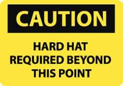 NMC - "Caution - Hard Hat Required Beyond This Point", 20" Long x 28" Wide, Aluminum Safety Sign - Rectangle, 0.04" Thick, Use for Accident Prevention - USA Tool & Supply
