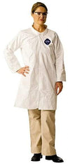 Dupont - Size 4XL White Disposable Chemical Resistant Lab Coat - Tyvek, Snap Front, Open Cuff - USA Tool & Supply