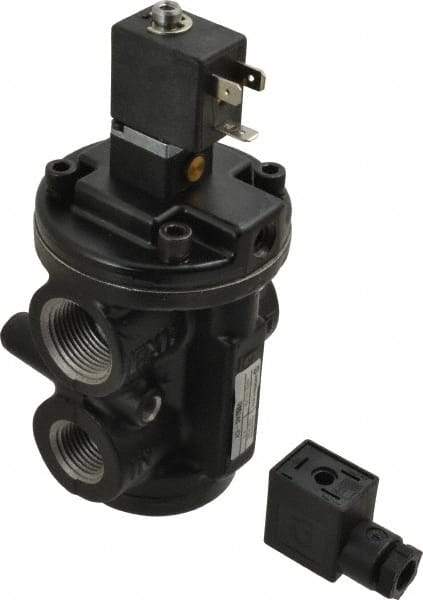 Norgren - 4.6 CV Rate, 1/2" NPT Inlet 1/2 Basic Valves - 1/2" NPT Inlet, Poppet Valve, Solenoid Actuator - USA Tool & Supply