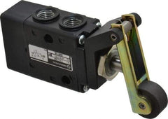 Norgren - 0.98 CV Rate, 1/4" NPT Inlet 3/2 Super Mechanical Valve - 1/4" NPT Inlet, Packed Spool Valve, Roller Lever Actuator - USA Tool & Supply