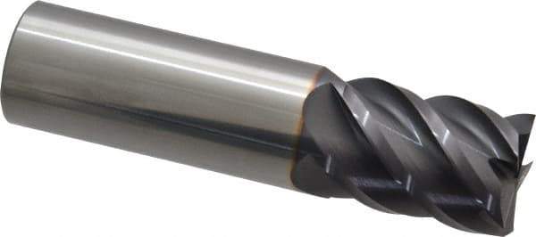 Niagara Cutter - 3/4", 1" LOC, 3/4" Shank Diam, 3" OAL, 5 Flute, Solid Carbide Square End Mill - Single End, TiAlN Finish, Spiral Flute, 45° Helix, Centercutting, Right Hand Cut, Right Hand Flute, Series S545 - USA Tool & Supply