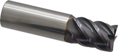 Niagara Cutter - 3/4", 1" LOC, 3/4" Shank Diam, 3" OAL, 5 Flute, Solid Carbide Square End Mill - Single End, TiAlN Finish, Spiral Flute, 45° Helix, Centercutting, Right Hand Cut, Right Hand Flute, Series S545 - USA Tool & Supply