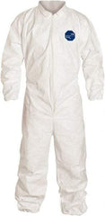 Dupont - Size 4XL Film Laminate General Purpose Coveralls - White, Zipper Closure, Elastic Cuffs, Elastic Ankles, Serged Seams - USA Tool & Supply