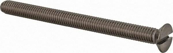 Value Collection - M6x1.00 Metric Coarse, 75mm OAL Slotted Drive Machine Screw - Flat Head, Grade 18-8 & A2 Stainless Steel, Uncoated, Without Washer - USA Tool & Supply