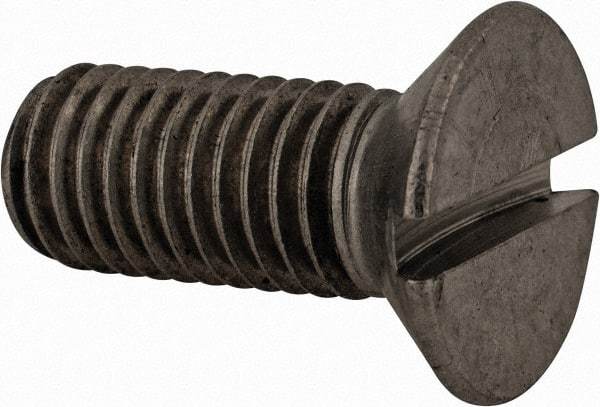 Value Collection - M12x1.75 Metric Coarse, 30mm OAL Slotted Drive Machine Screw - Flat Head, Grade 18-8 & A2 Stainless Steel, Uncoated, Without Washer - USA Tool & Supply