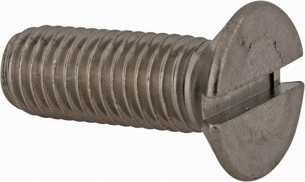 Value Collection - M12x1.75 Metric Coarse, 35mm OAL Slotted Drive Machine Screw - Flat Head, Grade 18-8 & A2 Stainless Steel, Uncoated, Without Washer - USA Tool & Supply