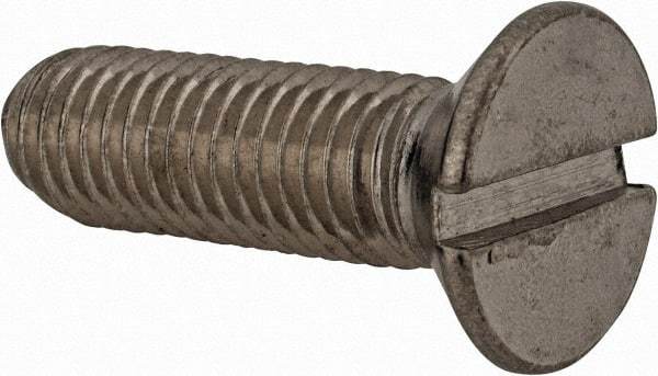 Value Collection - M12x1.75 Metric Coarse, 40mm OAL Slotted Drive Machine Screw - Flat Head, Grade 18-8 & A2 Stainless Steel, Uncoated, Without Washer - USA Tool & Supply