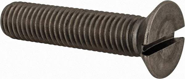 Value Collection - M12x1.75 Metric Coarse, 55mm OAL Slotted Drive Machine Screw - Flat Head, Grade 18-8 & A2 Stainless Steel, Uncoated, Without Washer - USA Tool & Supply