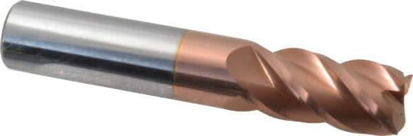 Accupro - 5/8", 4 Flute, Single End, Solid Carbide, 0.02" Corner Radius End Mill - 3-1/2" OAL, 40° Helix, Right Hand Flute, 1-1/4" LOC, Right Hand Cut - USA Tool & Supply