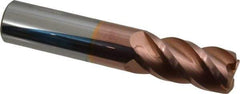Accupro - 3/4", 4 Flute, Single End, Solid Carbide, 0.09" Corner Radius End Mill - 4" OAL, 40° Helix, Right Hand Flute, 1-1/2" LOC, Right Hand Cut - USA Tool & Supply