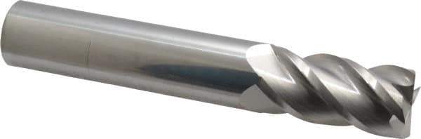 Accupro - 1", 2" LOC, 1" Shank Diam, 6" OAL, 4 Flute, Solid Carbide Square End Mill - Single End, Uncoated, Spiral Flute, 40° Helix, Centercutting, Right Hand Cut, Right Hand Flute - USA Tool & Supply
