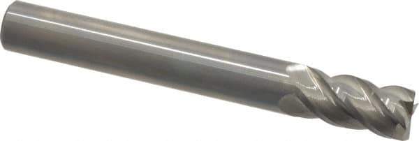 Accupro - 1/2", 1" LOC, 1/2" Shank Diam, 4" OAL, 4 Flute, Solid Carbide Square End Mill - Single End, Uncoated, Spiral Flute, 40° Helix, Centercutting, Right Hand Cut, Right Hand Flute - USA Tool & Supply