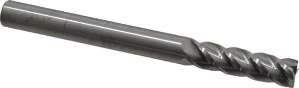 Accupro - 9/16", 2" LOC, 9/16" Shank Diam, 6" OAL, 4 Flute, Solid Carbide Square End Mill - Single End, Uncoated, Spiral Flute, 40° Helix, Centercutting, Right Hand Cut, Right Hand Flute - USA Tool & Supply