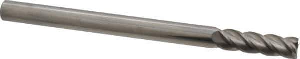 Accupro - 7/16", 1-1/2" LOC, 7/16" Shank Diam, 6" OAL, 4 Flute, Solid Carbide Square End Mill - Single End, Uncoated, Spiral Flute, 40° Helix, Centercutting, Right Hand Cut, Right Hand Flute - USA Tool & Supply