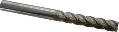 Accupro - 9/16", 3" LOC, 9/16" Shank Diam, 6" OAL, 4 Flute, Solid Carbide Square End Mill - Single End, Uncoated, Spiral Flute, 40° Helix, Centercutting, Right Hand Cut, Right Hand Flute - USA Tool & Supply