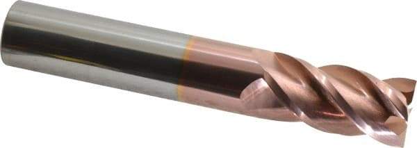 Accupro - 1", 2" LOC, 1" Shank Diam, 6" OAL, 4 Flute, Solid Carbide Square End Mill - Single End, TiCN Finish, Spiral Flute, 40° Helix, Centercutting, Right Hand Cut, Right Hand Flute - USA Tool & Supply