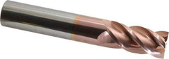 Accupro - 1", 2" LOC, 1" Shank Diam, 6" OAL, 4 Flute, Solid Carbide Square End Mill - Single End, TiCN Finish, Spiral Flute, 40° Helix, Centercutting, Right Hand Cut, Right Hand Flute - USA Tool & Supply