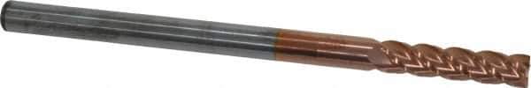 Accupro - 1/4", 1" LOC, 1/4" Shank Diam, 4" OAL, 4 Flute, Solid Carbide Square End Mill - Single End, TiCN Finish, Spiral Flute, 40° Helix, Centercutting, Right Hand Cut, Right Hand Flute - USA Tool & Supply