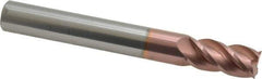 Accupro - 1/2", 1" LOC, 1/2" Shank Diam, 4" OAL, 4 Flute, Solid Carbide Square End Mill - Single End, TiCN Finish, Spiral Flute, 40° Helix, Centercutting, Right Hand Cut, Right Hand Flute - USA Tool & Supply