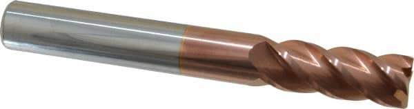 Accupro - 3/4", 2" LOC, 3/4" Shank Diam, 6" OAL, 4 Flute, Solid Carbide Square End Mill - Single End, TiCN Finish, Spiral Flute, 40° Helix, Centercutting, Right Hand Cut, Right Hand Flute - USA Tool & Supply