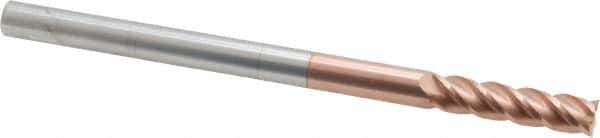 Accupro - 3/8", 1-1/2" LOC, 3/8" Shank Diam, 6" OAL, 4 Flute, Solid Carbide Square End Mill - Single End, TiCN Finish, Spiral Flute, 40° Helix, Centercutting, Right Hand Cut, Right Hand Flute - USA Tool & Supply