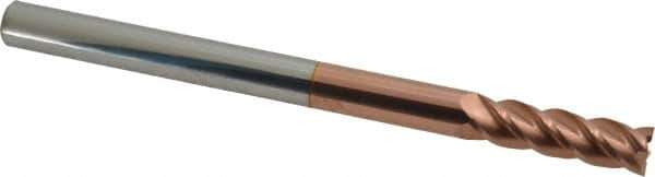 Accupro - 7/16", 1-1/2" LOC, 7/16" Shank Diam, 6" OAL, 4 Flute, Solid Carbide Square End Mill - Single End, TiCN Finish, Spiral Flute, 40° Helix, Centercutting, Right Hand Cut, Right Hand Flute - USA Tool & Supply