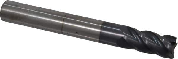 Accupro - 1/2", 1" LOC, 1/2" Shank Diam, 4" OAL, 4 Flute, Solid Carbide Square End Mill - Single End, AlTiN Finish, Spiral Flute, 40° Helix, Centercutting, Right Hand Cut, Right Hand Flute - USA Tool & Supply