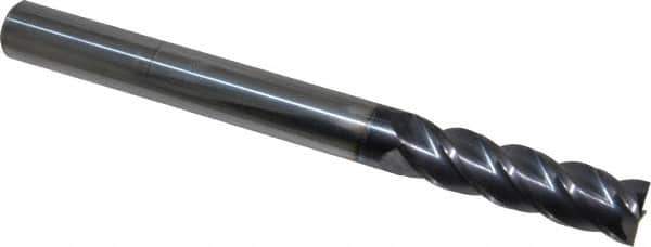 Accupro - 9/16", 2" LOC, 9/16" Shank Diam, 6" OAL, 4 Flute, Solid Carbide Square End Mill - Single End, AlTiN Finish, Spiral Flute, 40° Helix, Centercutting, Right Hand Cut, Right Hand Flute - USA Tool & Supply