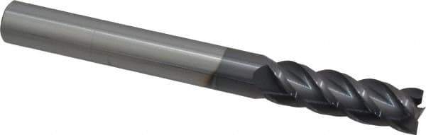 Accupro - 5/8", 2" LOC, 5/8" Shank Diam, 6" OAL, 4 Flute, Solid Carbide Square End Mill - Single End, AlTiN Finish, Spiral Flute, 40° Helix, Centercutting, Right Hand Cut, Right Hand Flute - USA Tool & Supply