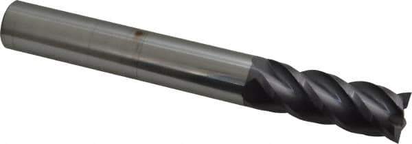 Accupro - 3/4", 2" LOC, 3/4" Shank Diam, 6" OAL, 4 Flute, Solid Carbide Square End Mill - Single End, AlTiN Finish, Spiral Flute, 40° Helix, Centercutting, Right Hand Cut, Right Hand Flute - USA Tool & Supply